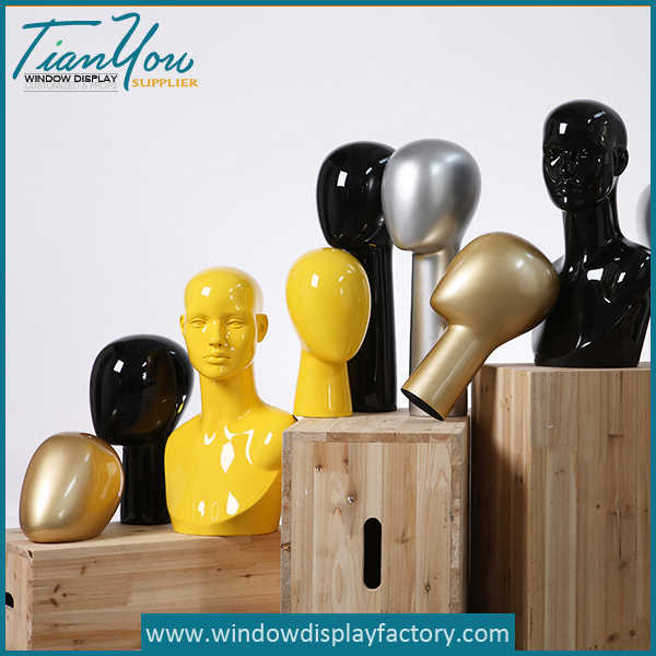Colorful Fiberglass Mannequin Heads Dispaly Props
