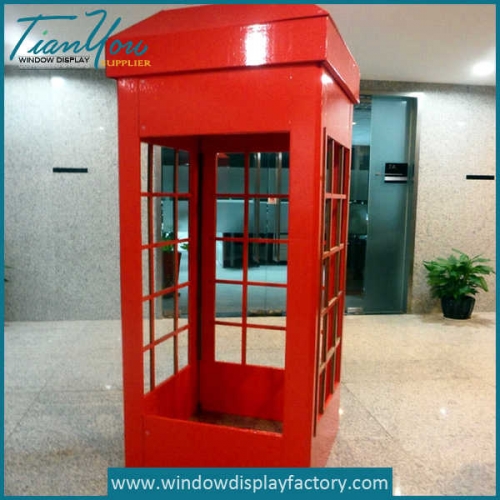 Anitique Public Red Fiberglass Telephone Booth