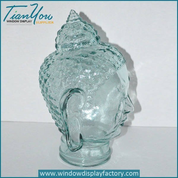 Decorative Life Size Glass Buddha Head Craft Display