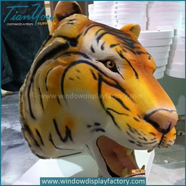 Animal Park Equipment 3D Resin Tiger Head Decoration