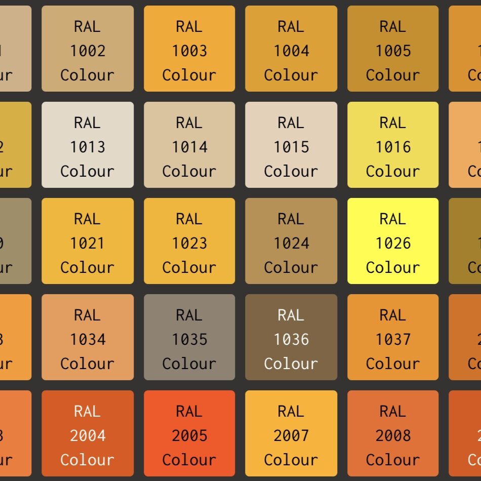 RAL codes + colour conversions