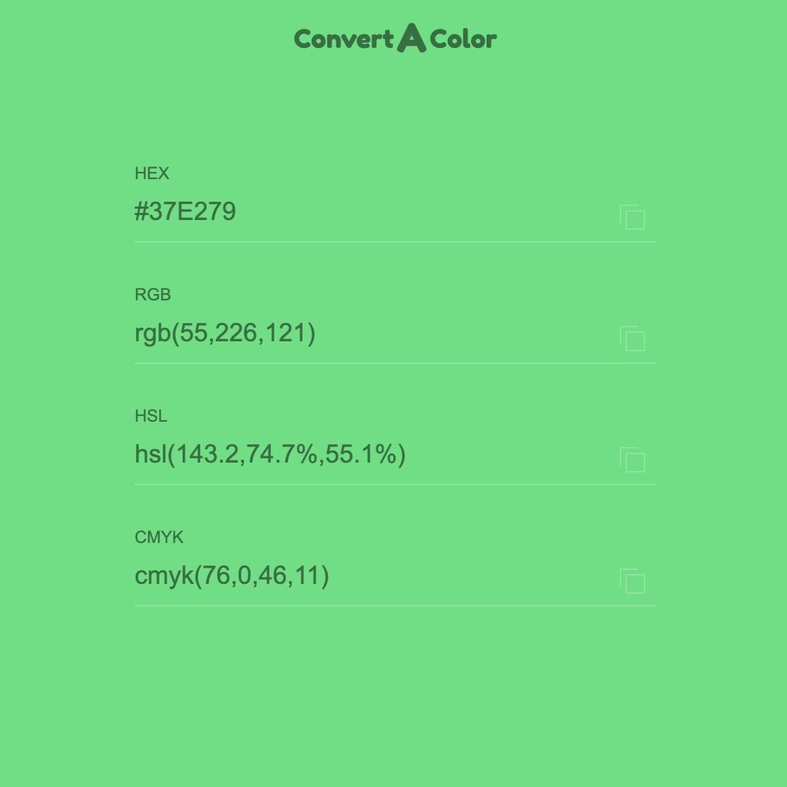 HEX / RGB / HSL / CMYK conversions